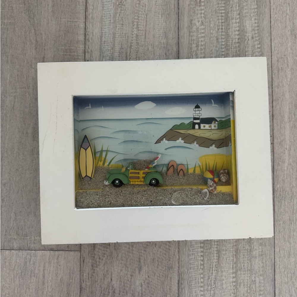 Coastal Scene Framed Wall Art in White